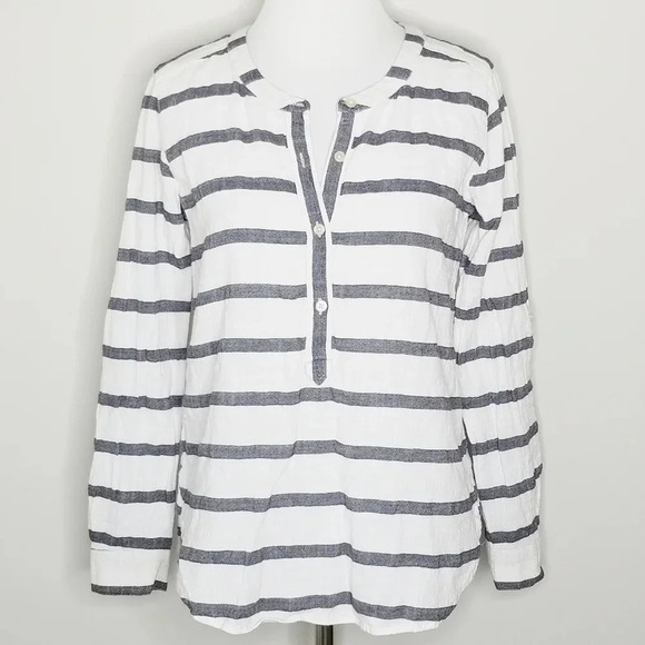 Ann Taylor Loft Striped Softened Long Sleeve Shirt XS - Picture 1 of 7